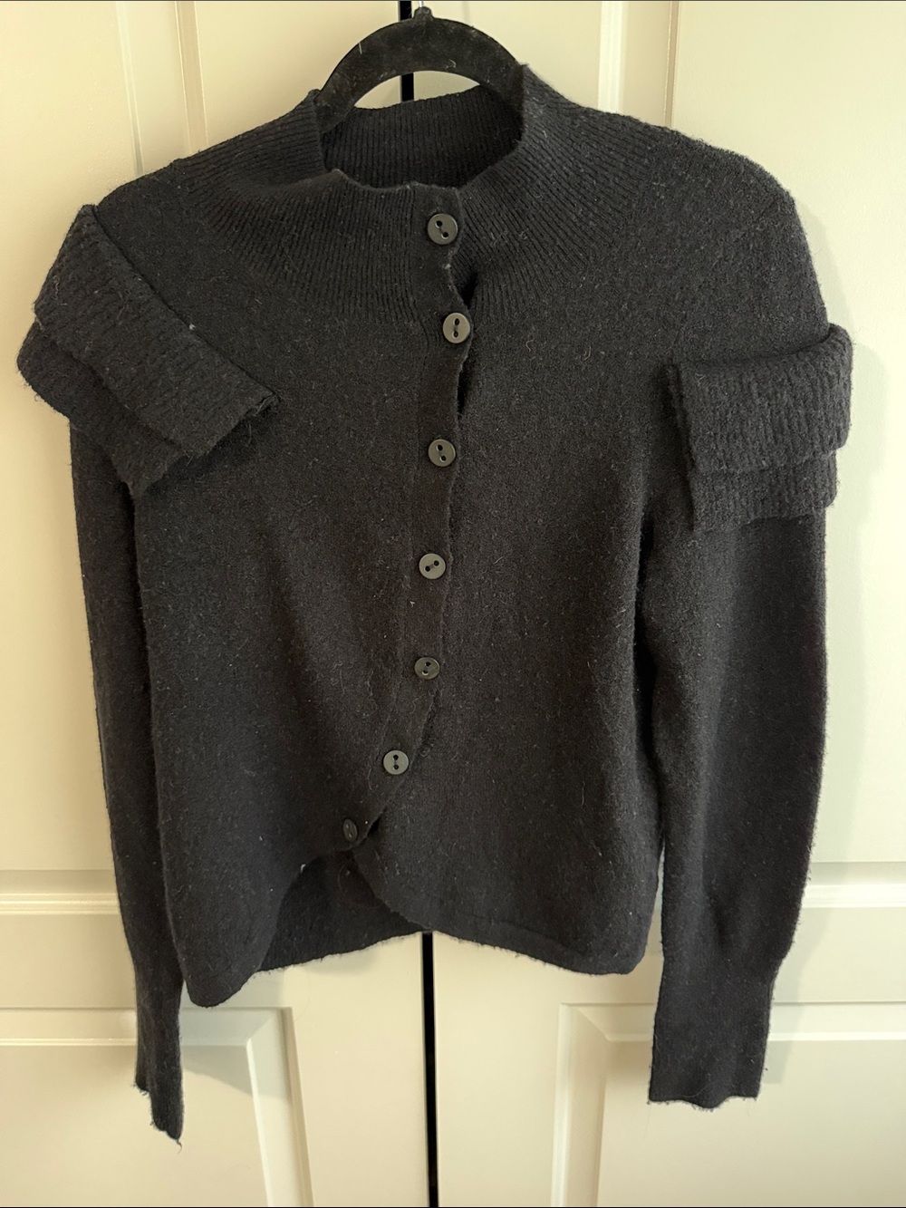 Anthropologie Black Button-Front Knit Cardigan